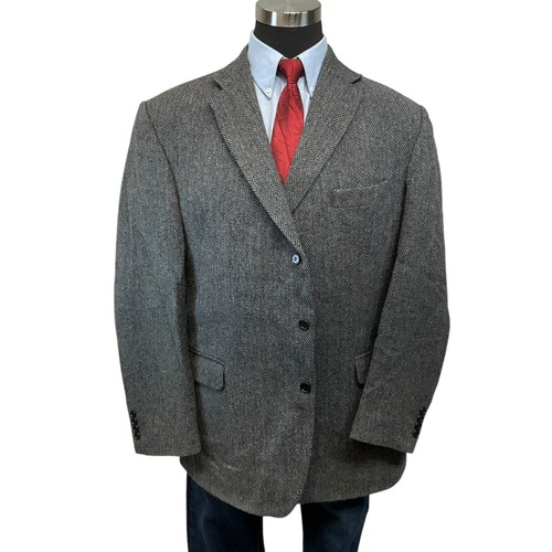48R Handwoven Donegal Tweed Magee Mens Blazer Sport Coat Jacket Blue Herringbone - Picture 5 of 16