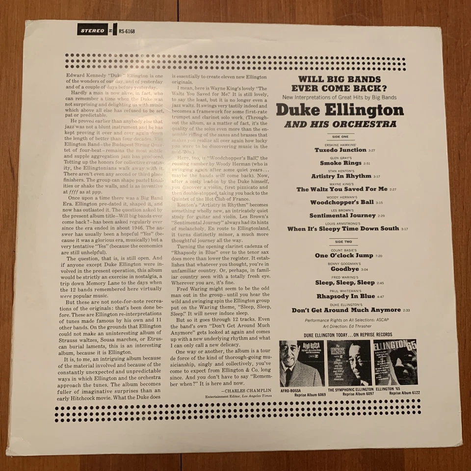 Duke Ellington Will The Big Bands Ever Come Back? LP Reprise Germany 3 Color EX! - Image 4 of 4