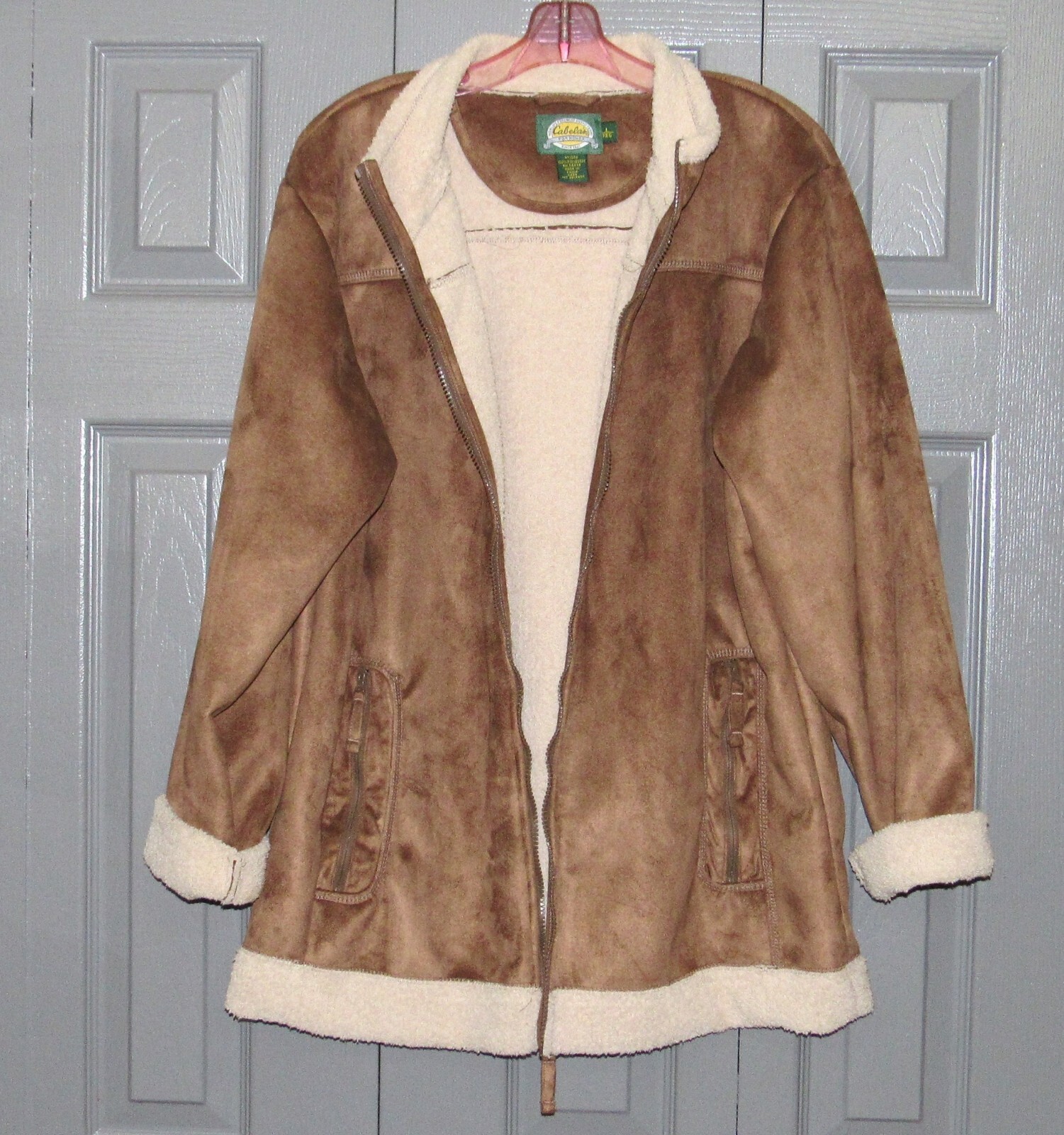 Cabela's Faux Suede Shearling Coat Jacket (Lg) Gem