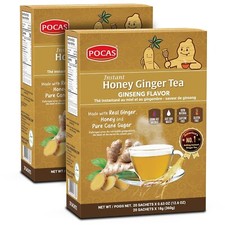 Pocas Honey Ginger Tea, Ginseng Flavor, Pack 2 Best By 03/2026