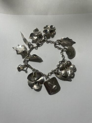 Vintage Sterling Silver Nye Charm Bracelet 1940's… - image 1