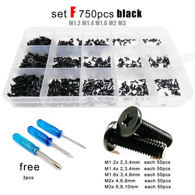 500/750X M1.2-M3 Mini Phillips Ultra Thin Flat Wafer Head Screw Bolt Set Kit Box