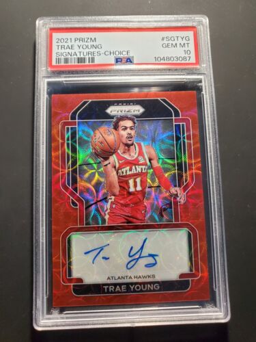 PSA 10 2021-22 Panini Prizm Trae Young Choice Red Prizm Auto #SG-TYG SSP