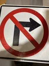 Authentic DOT NOS Traffic Road Highway Sign "No Right Turn" 24" X 24" never used