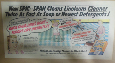 Spic and Span Cleanser Ad: Once Over, Dirt's Gone ! 1951 Size: 7.5 x 15 inches