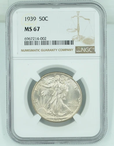 1939 NGC MS67 Walking Liberty Half Dollar Blast White