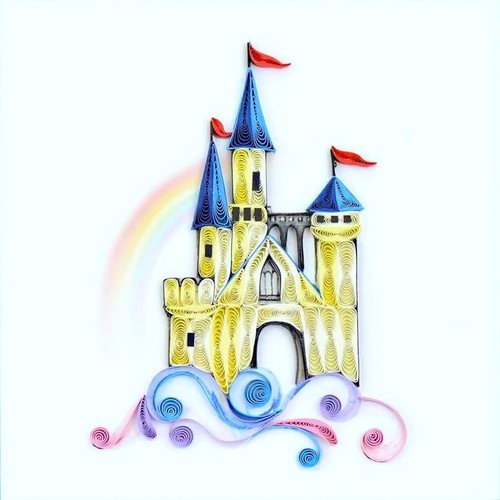 Quilling Card Frameable Castle in the Clouds Quilled Blank Greeting Card - 第 1/3 張圖片
