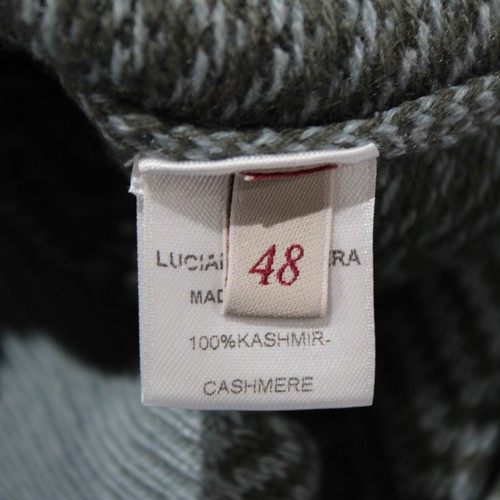 Luciano Barbera NWT Turtleneck Sweater Size 48 US S Blue/Green Chevron Cashmere - Picture 8 of 8
