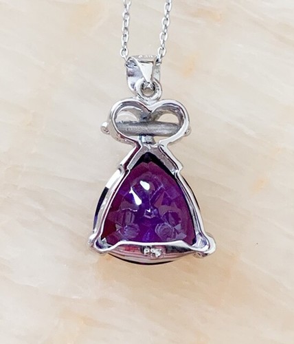 5,0 kt WUNDERSCHÖNE HALSKETTE MIT AMETHYST DIAMONIQUE STEIN ANHÄNGER NEU - Bild 3 von 3