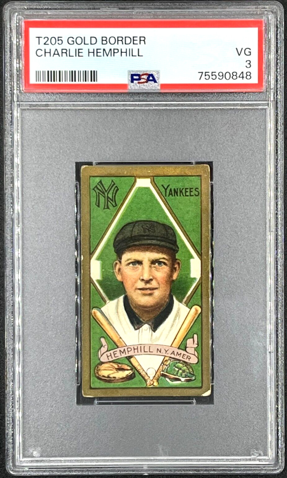 Charlie Hemphill Baseball Cards 1911 T205 Gold Border trading card — raw and PSA graded price guide