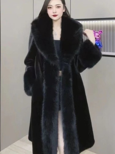 Cappotto pelliccia visone sintetico invernale caldo donna nuovo pelliccia pelliccia volpe collo giacca cappotti lunghi - Foto 5 di 19