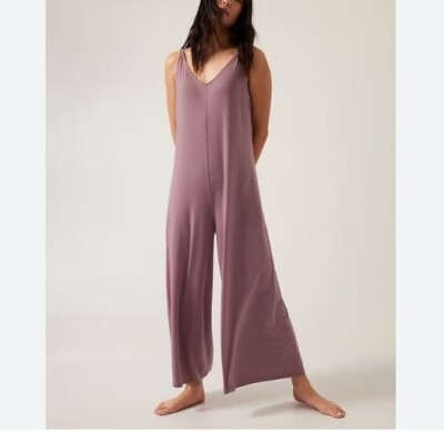 Athleta Pink Nighttime Bliss Sleep V-Neck Romper Jumpsuit Loungewear PJ Small