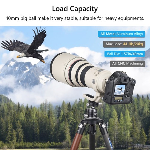 40mm Low Profile Ball Head CNC Double Panoramic Camera Tripod Head Load 20 kg - Picture 3 of 10