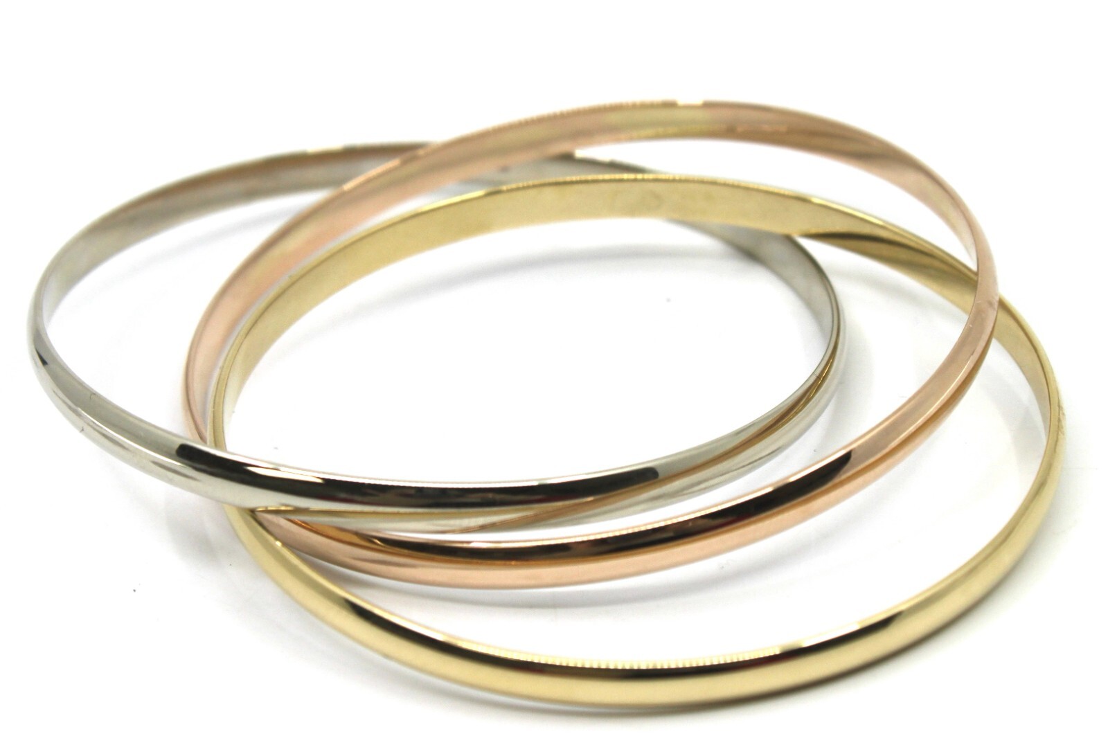 18k Solid Gold Interlocking Intertwined Tricolor … - image 4