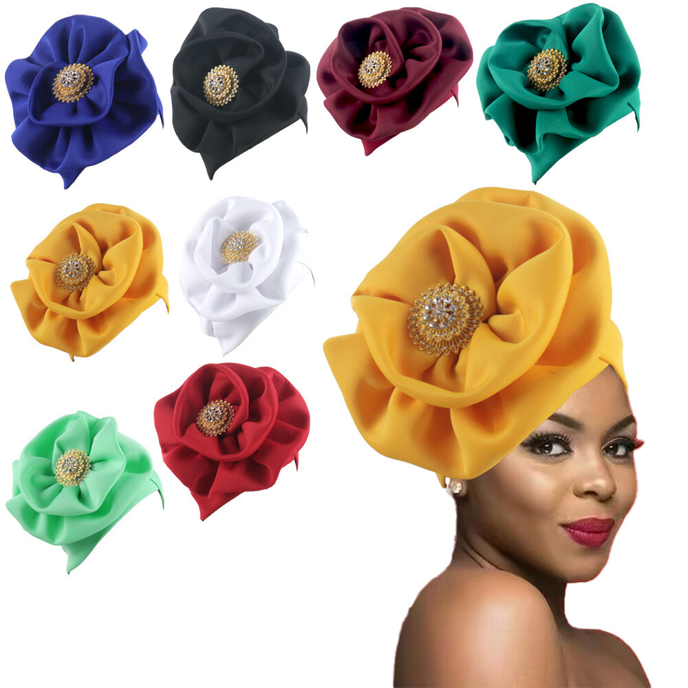 Big Flower Hats African Women Wedding Bonnet Head Cover Caps