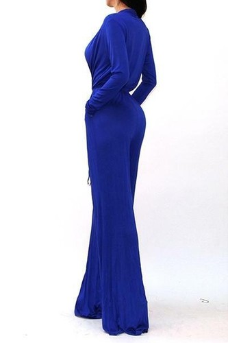 Long Sleeve Surplice Jumpsuit - Picture 2 of 5