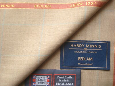 100% Super 130 s WOOL HARDY MINNIS  ''BEDLAM COLLECTION'' SUITING FABRIC = 3.6 m.