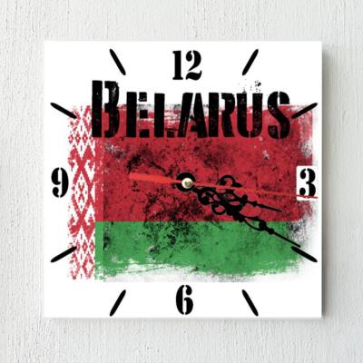 Belarus Flag Wall clock patriots Wooden Tile Watch Support Décor