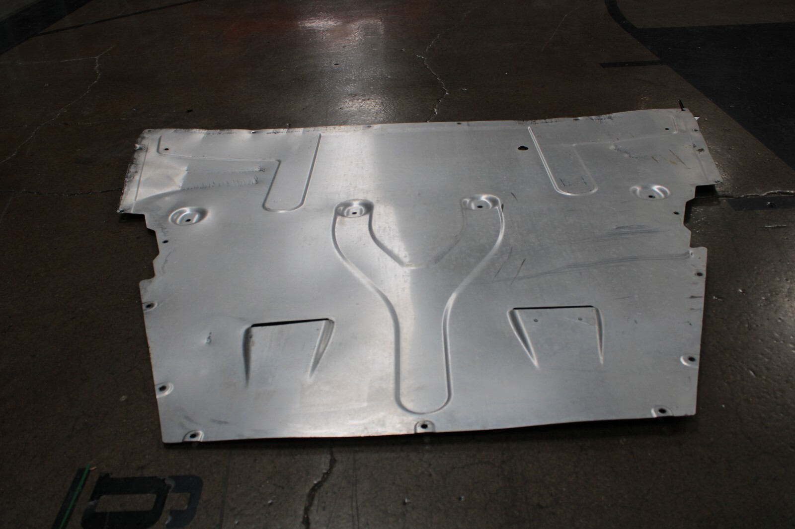 McLaren MP4-12C, Rear Main Lower Under Tray, Metal, Dented, Used, P/N 11a4747cp