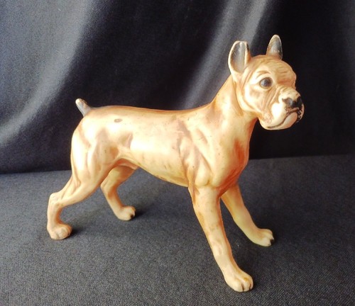 Alter Hartplastik Boxer Hund Hong Kong #102 Figur ~ wie besehen - Bild 1 von 12