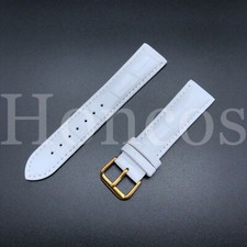 Genuine Leather 18 mm White Alligator Watch Band Strap GOLD BUCKLE Fits Michele