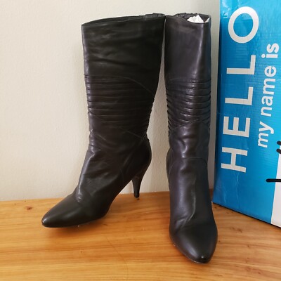 *CLEARANCE* NEW Jeffrey Campbell Daha Calf Leather Boots Black
