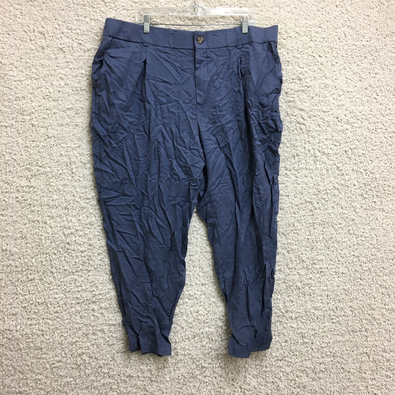 NUEVO Pantalones Torrid 22 Adulto Plus Púrpura Plisado Mezcla Cónica de Lino Tobillo para Mujer