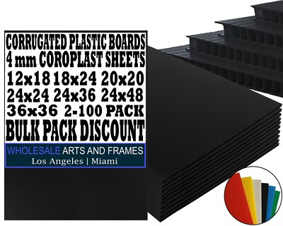 #ad #ad 4mm Corrugated Black Plastic Sheets 18x24 24x36 24x48 36x36 Coroplast Sign SALE $657.34