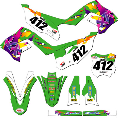 2003-2008 fits POLISPORT RESTYLE KX 250 THROWBACK Green Senge Graphics Kit Co...