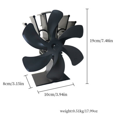 US 6 Blades Wood Stove Fan Heat Powered Eco Fireplace Fan Log