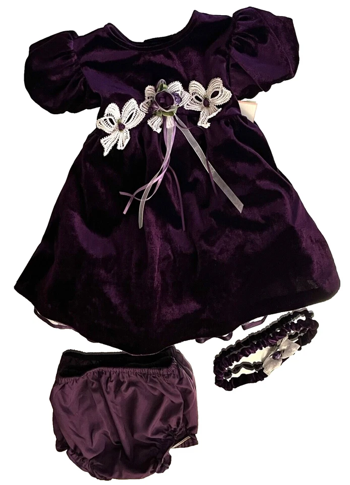 ¡NUEVO CON ETIQUETAS!  Vestido Niña 18m Púrpura Suave Tela Pana, Diadema, Funda Pañal Foto 4 de 4