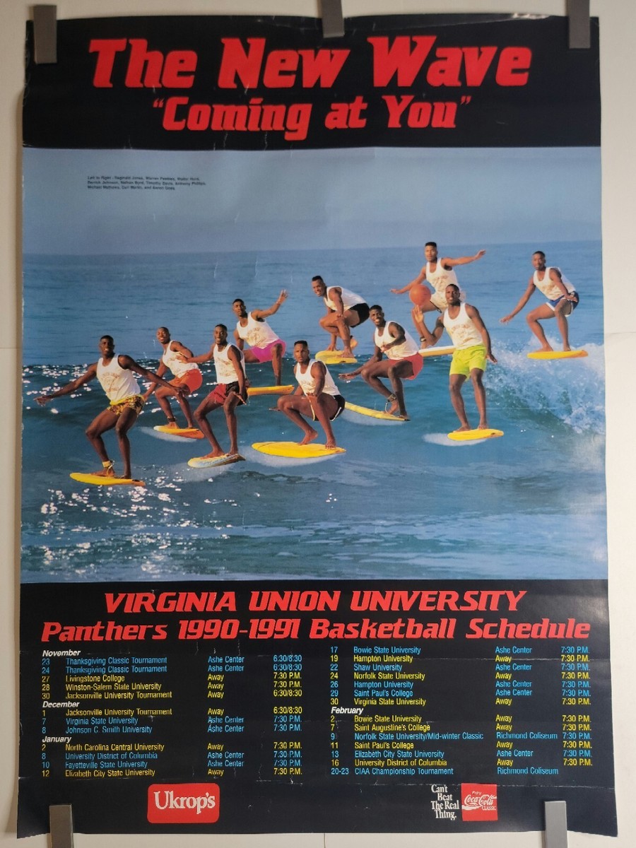 virginia-union-university-panthers-1991-basketball-season-schedule-poster-vtg-ebay