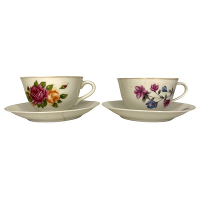 Nasco Floral Teacup And Saucer Set of Two National Silver Company Vintage Japan