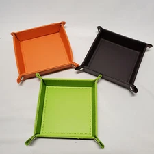 PU Leather Dice Tray with Snaps - 6" x 6" Tray for Dice Rolling