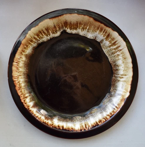 Gourmet Brown Pfaltzgraff Drip Glaze Stoneware 10" Dinner Plate VTG 1970