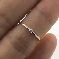 10KT Solid Gold  Natural Diamond Wedding Ring For Her Minimalist Band All Sizes
