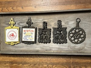 VINTAGE Lot of 11 Cast Iron Trivets/Pot Warmer - Wall Decor? - Mixed Lot