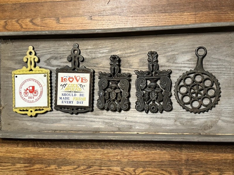 VINTAGE Lot of 11 Cast Iron Trivets/Pot Warmer - Wall Decor? - Mixed Lot