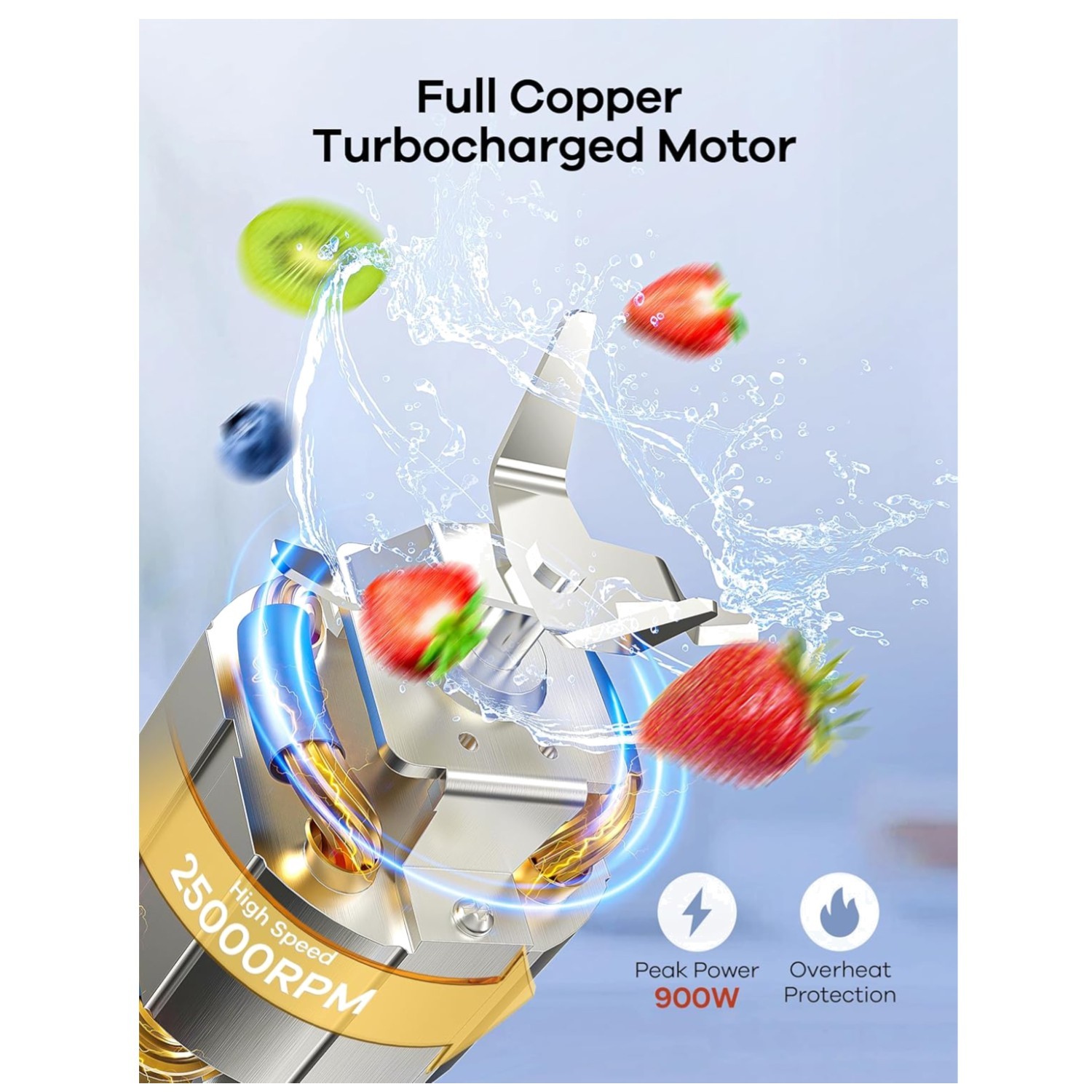 Powerful 900W Blender for Smoothies, 14Pcs with Recipe Book