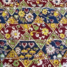 Vintage 1930s red, blue and green floral cott...