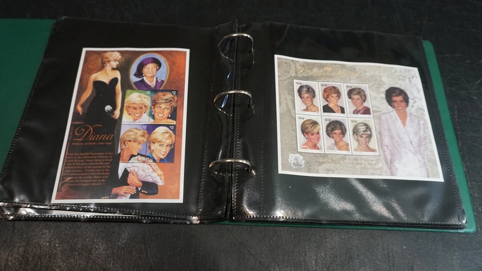 Princesa Diana colección de hojas de recuerdo en álbum sellos MNH Foto 3 de 4