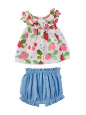 Mud Pie Fruit Stand Berry Patch Pinafore Bloomer Set 3-6M 9-12M