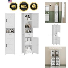 67" H Tall Bathroom Storage Cabinet with 2 Barn Doors and 1 Drawer 15.7" W