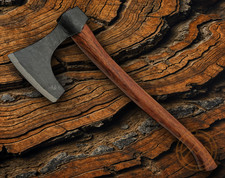 Viking Bearded Axe 6.5" Forged High-Carbon Stainless Head Brown Wood Handle