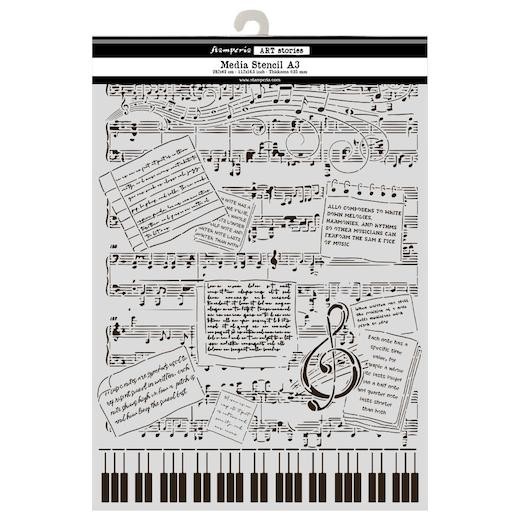 Stamperia Mix Media Art Stencil A3 - Symphony Music KSTDA3014