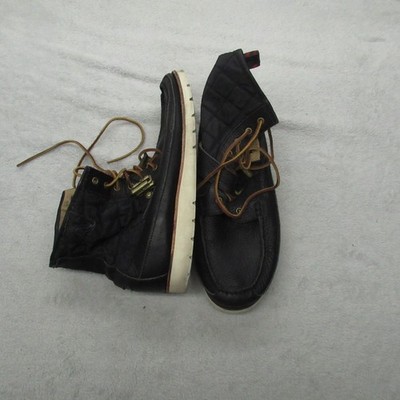 Polo Ralph Lauren Mens 12D Boots Black Leather Quilted Moc Toe Saddle Worth III