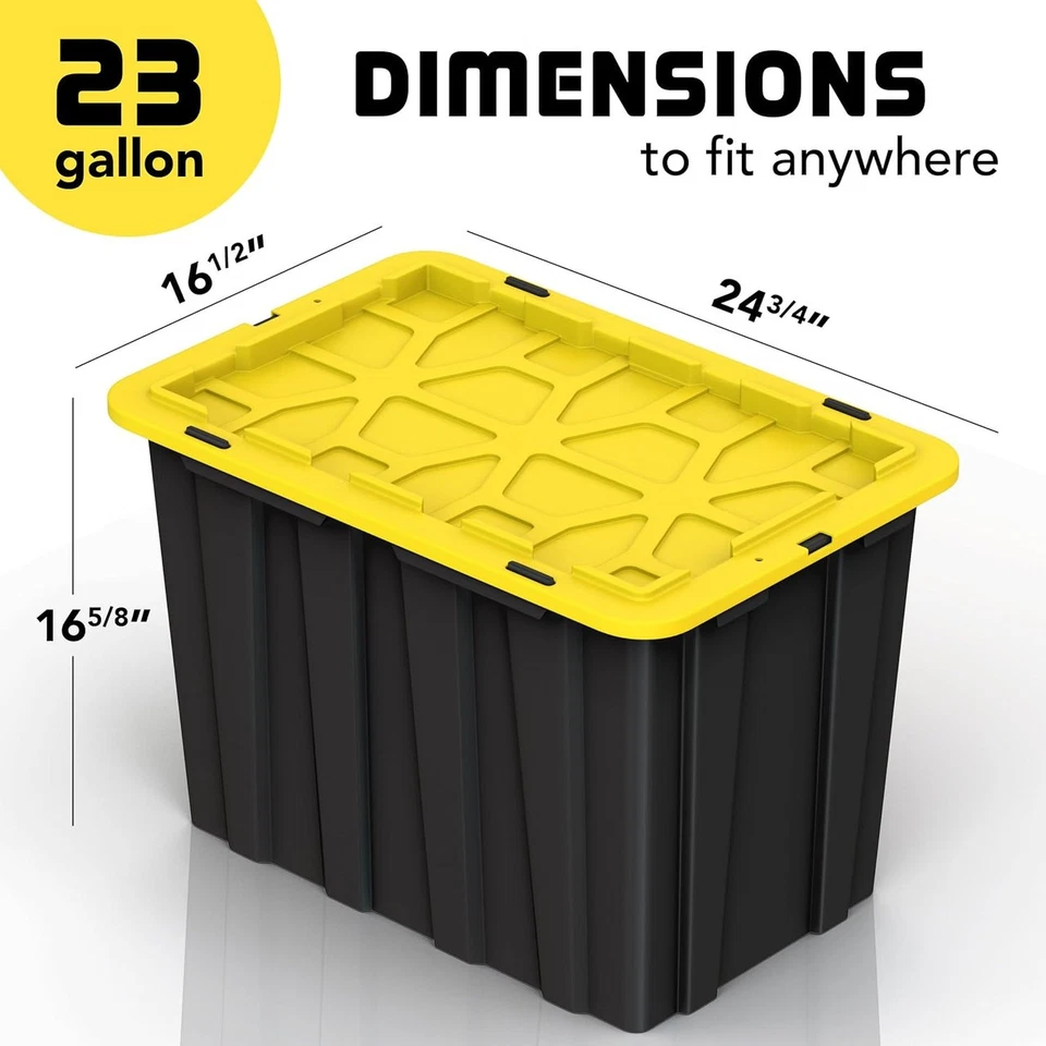 4 Pack 23 Gallon 92 Qt Plastic Storage Box Stackable Bins with Lids Container - Image 2 of 4