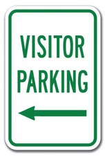Visitor Parking with left arrow Sign 12" x 18" Heavy Gauge Aluminum Signs