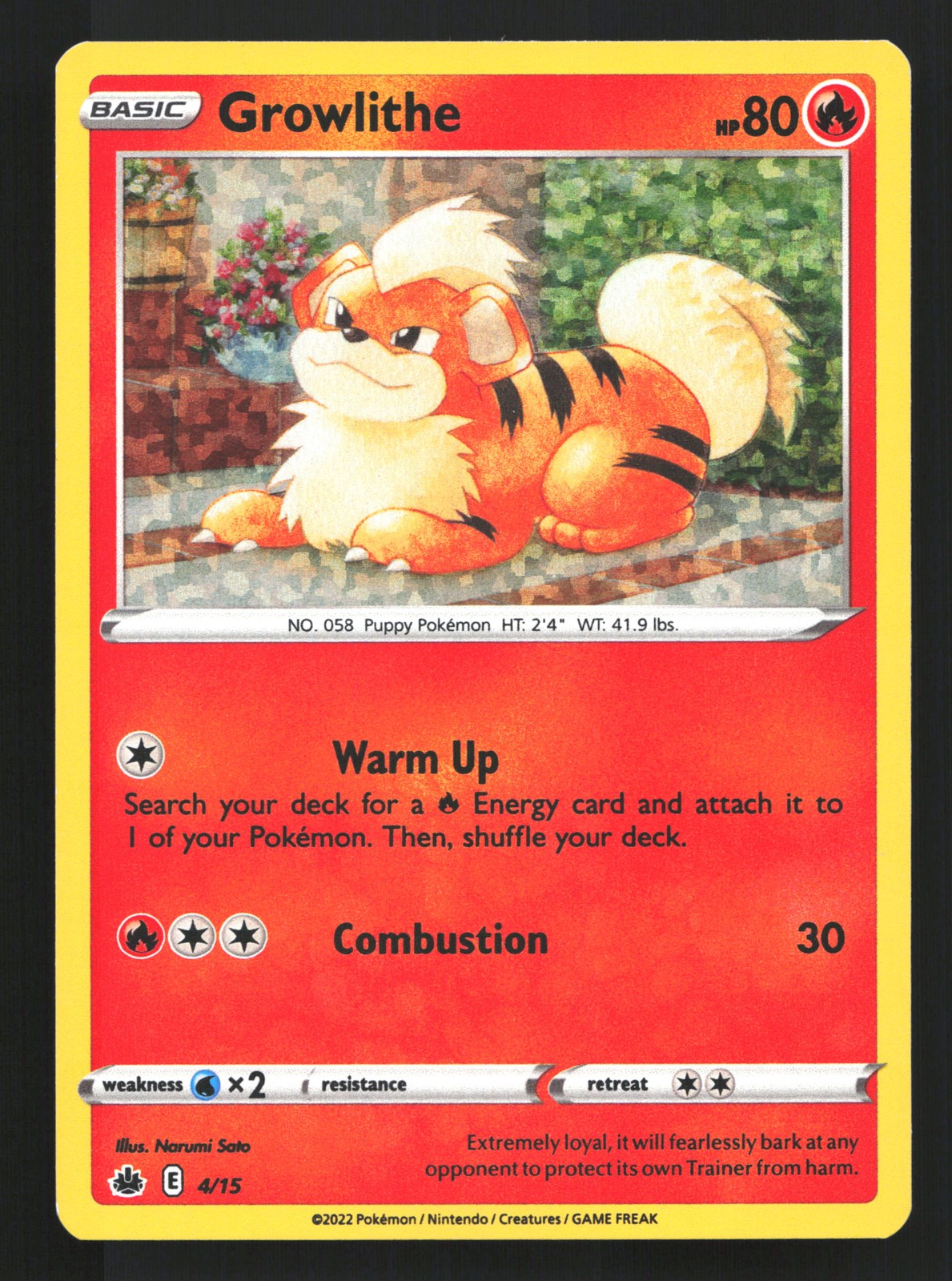 Growlithe 4/15 McDonald's Promos 2022 Holo Pokemon Card