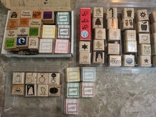 Stampin' Up Vintage Rubber Stamps Mixed Themes Holidays Lot of 59 Pcs